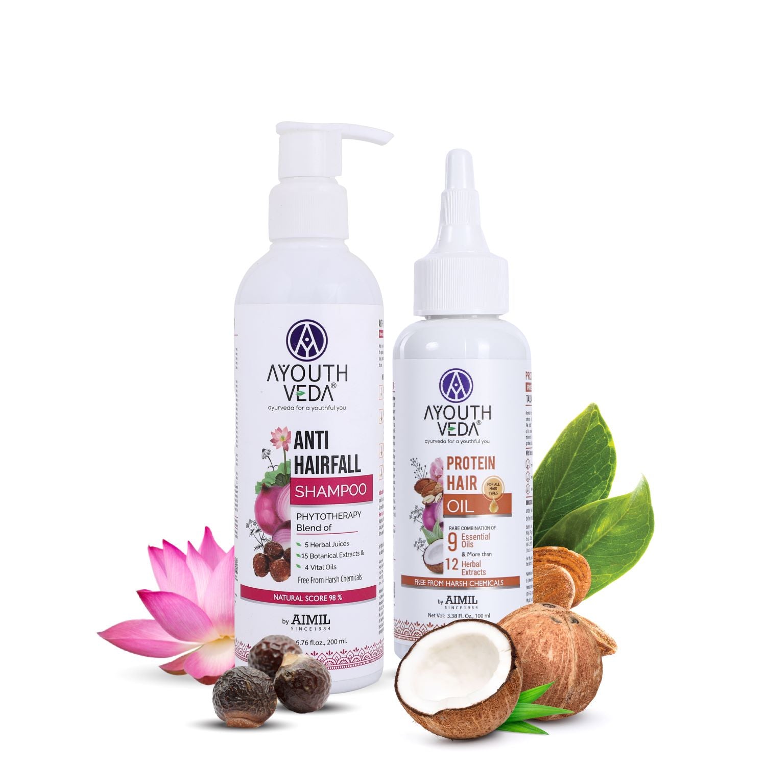 Hair Fall Control Combo | Protein Hair Oil 100ml & Anti hair fall Shampoo 200ml - Ayouthveda