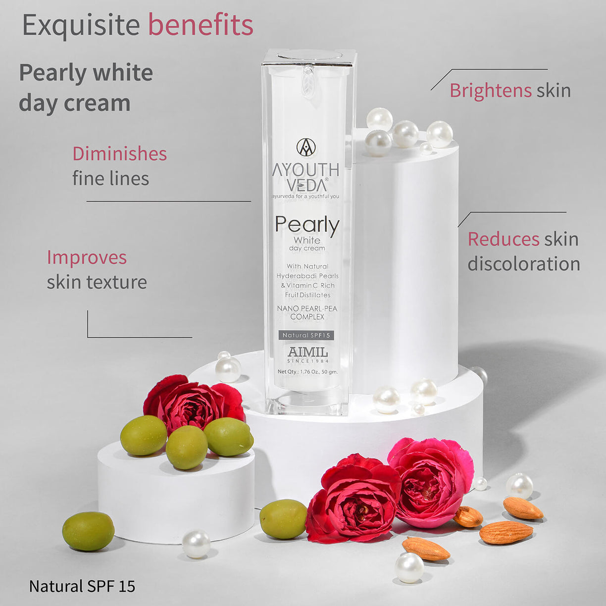 Skin Brightening Regimen | Pearly white face wash 100 ml , Day Cream g , Night Cream 50g - Ayouthveda