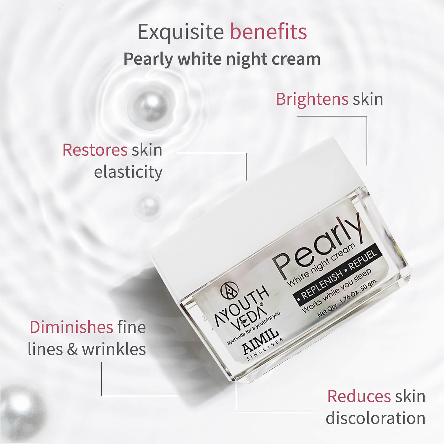 Skin Brightening Regimen | Pearly white face wash 100 ml , Day Cream g , Night Cream 50g - Ayouthveda