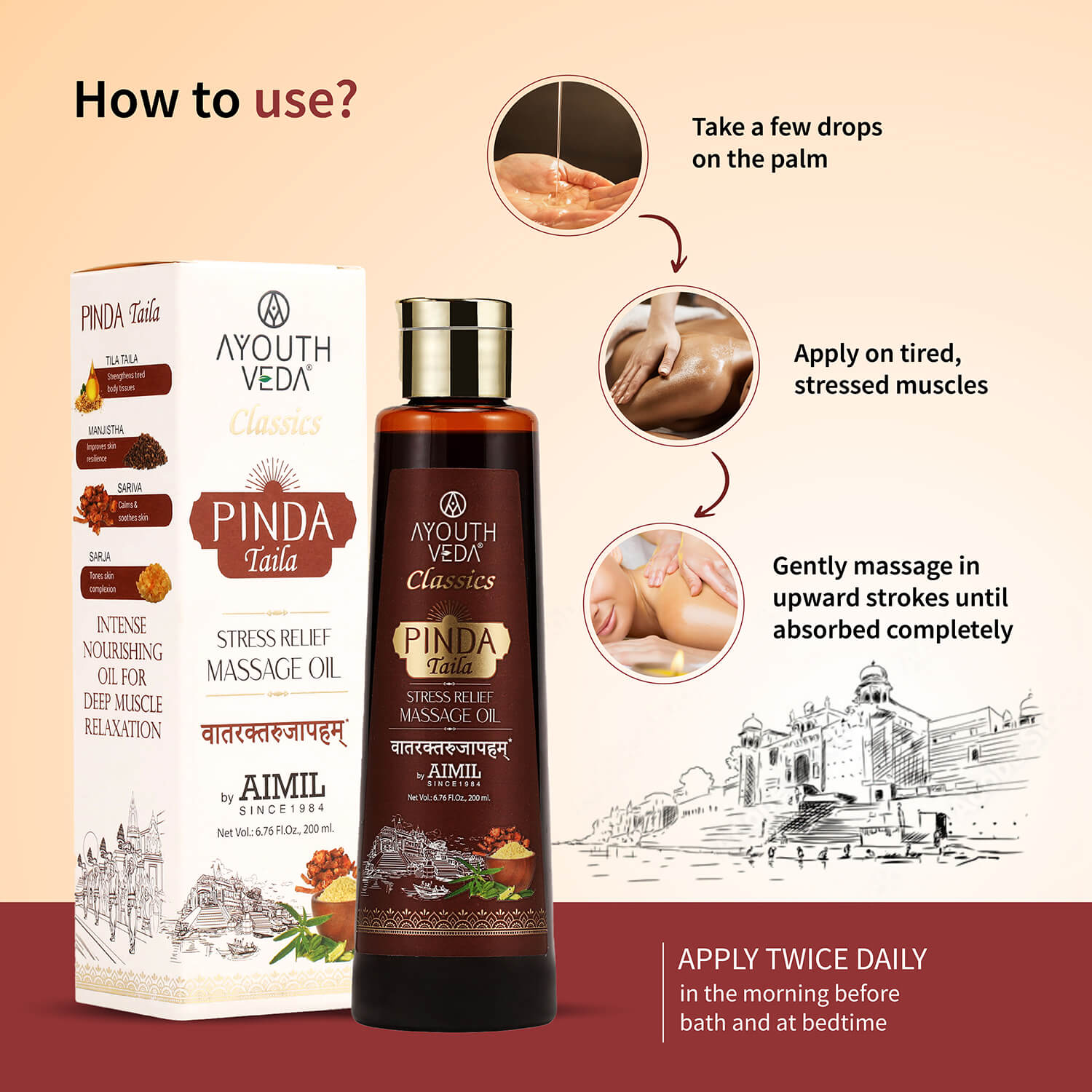 Pinda Taila for stress relief body massage 200ml - Ayouthveda