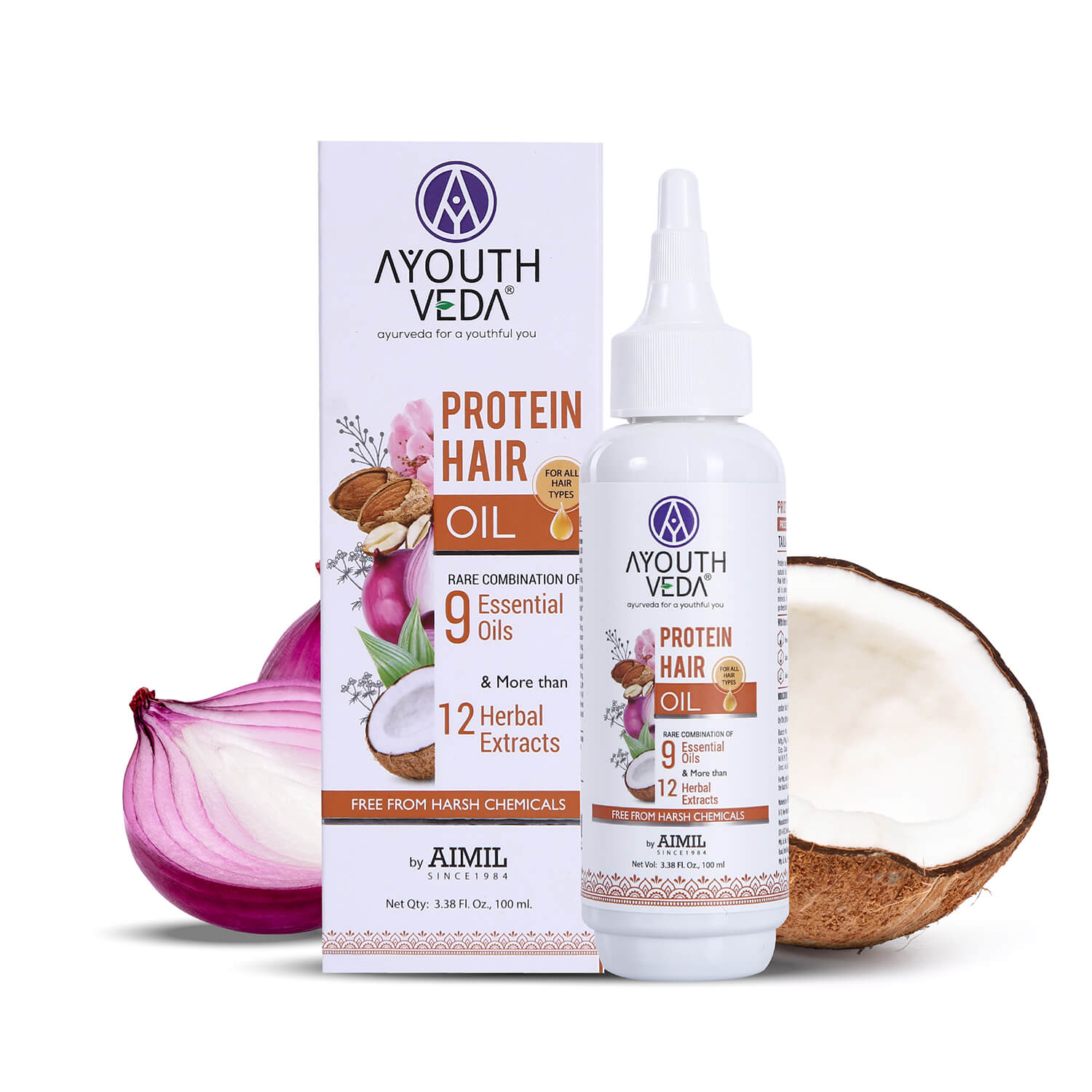 Protein Hair Oil With Bhringraj and Coffee Beans ( Net Qty - 100ml ) - Ayouthveda