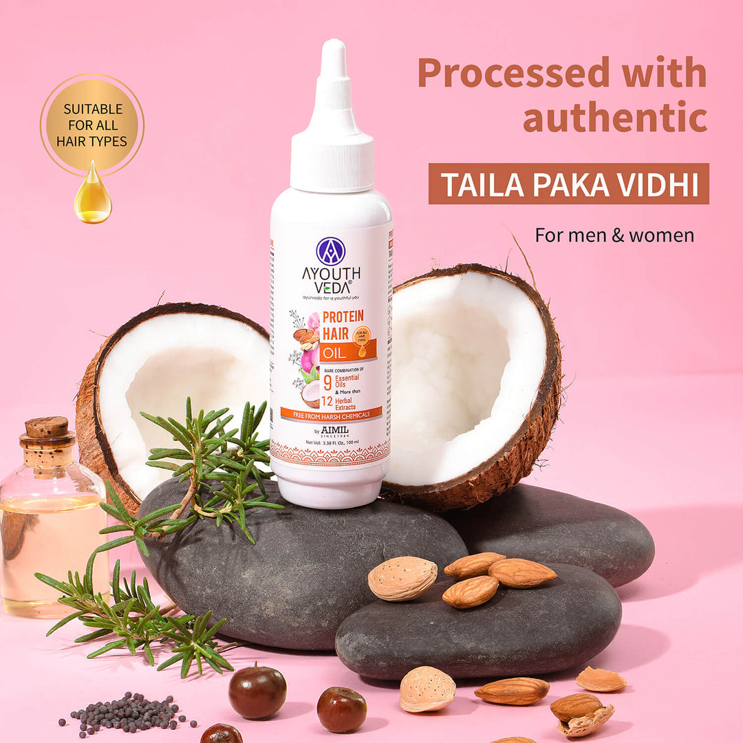 Protein Hair Oil With Bhringraj and Coffee Beans ( Net Qty - 100ml ) - Ayouthveda