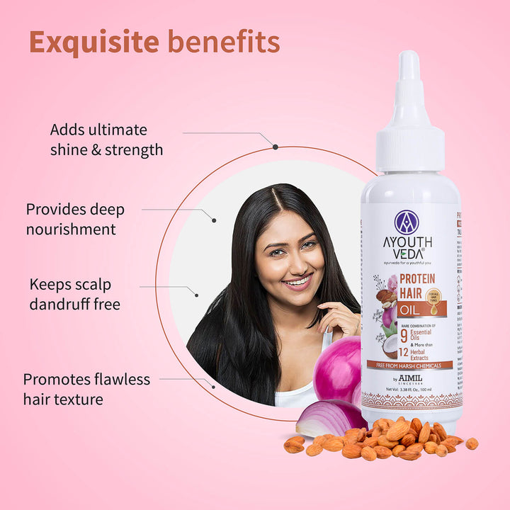 Protein Hair Oil With Bhringraj and Coffee Beans ( Net Qty - 100ml ) - Ayouthveda