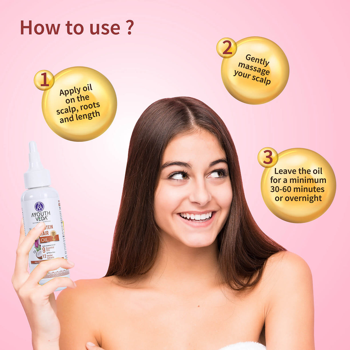 Protein Hair Oil With Bhringraj and Coffee Beans ( Net Qty - 100ml ) - Ayouthveda