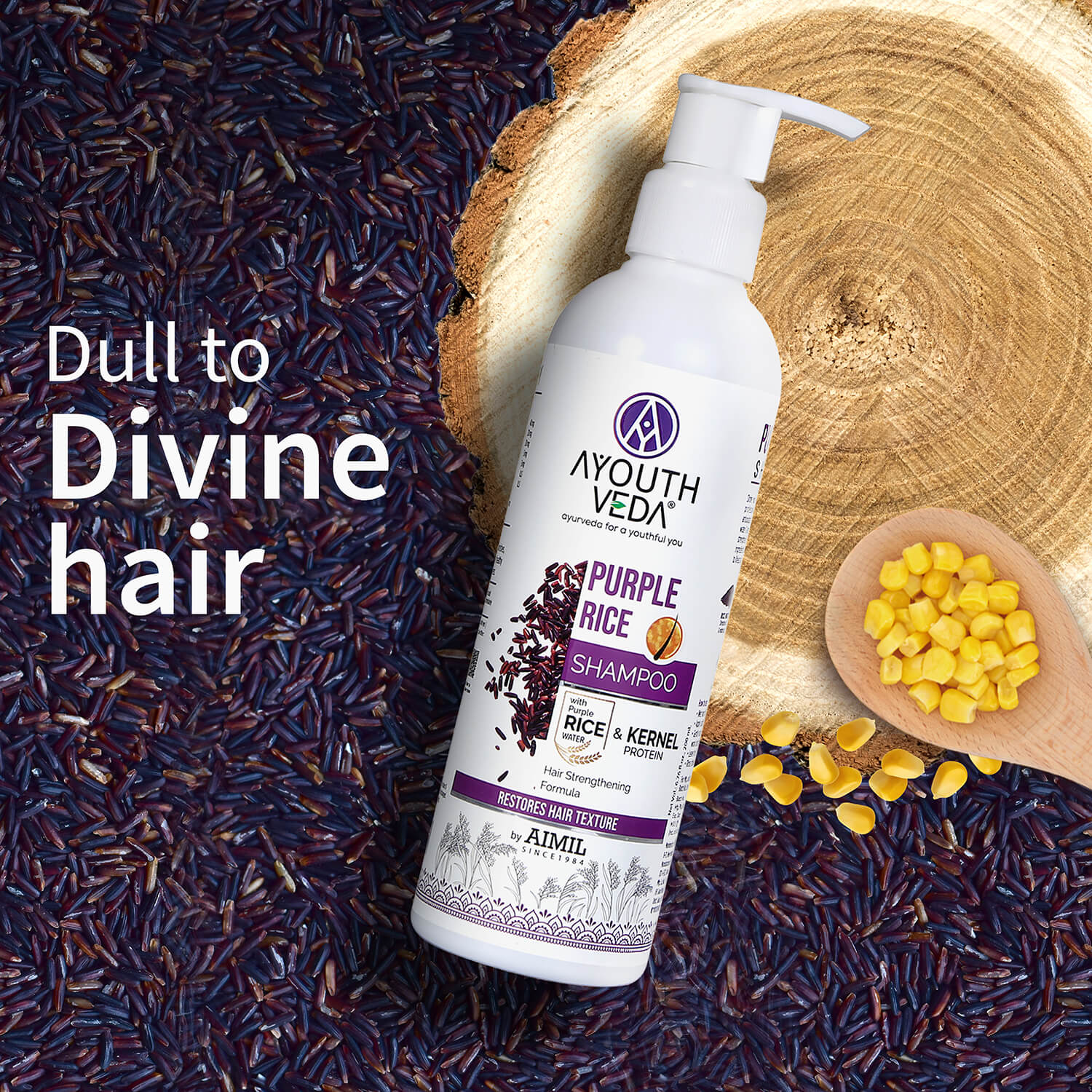 Purple Rice Shampoo with Rice Water & Kernel Protein ( Net Qty-200 ml ) - Ayouthveda