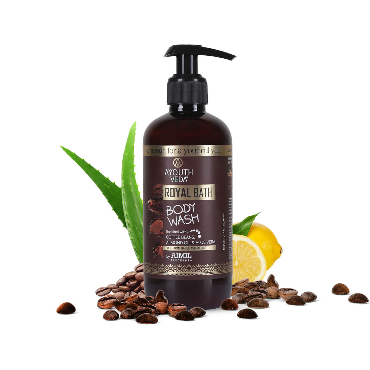 Royal Bath Body Wash with Coffee & Aloe vera 300ml - Ayouthveda