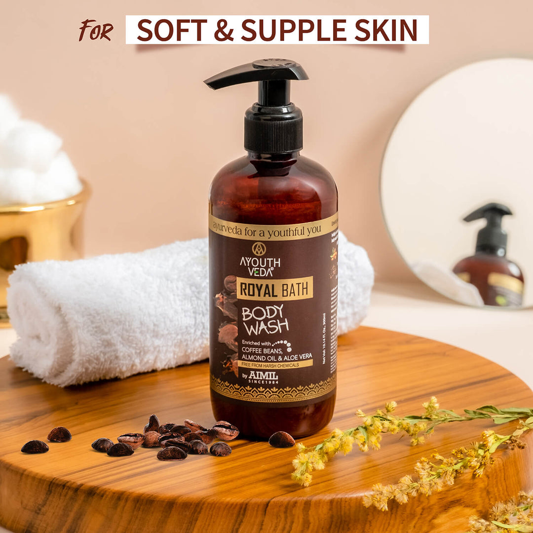 Royal Bath Body Wash with Coffee & Aloe vera 300ml - Ayouthveda