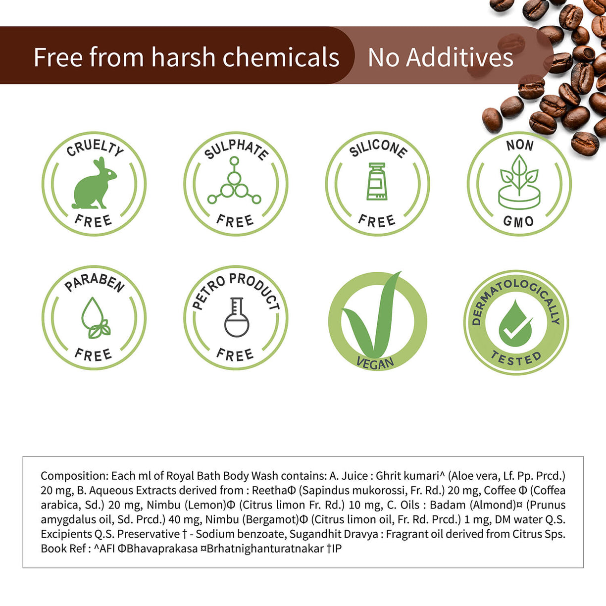 Royal Bath Body Wash with Coffee & Aloe vera 300ml - Ayouthveda