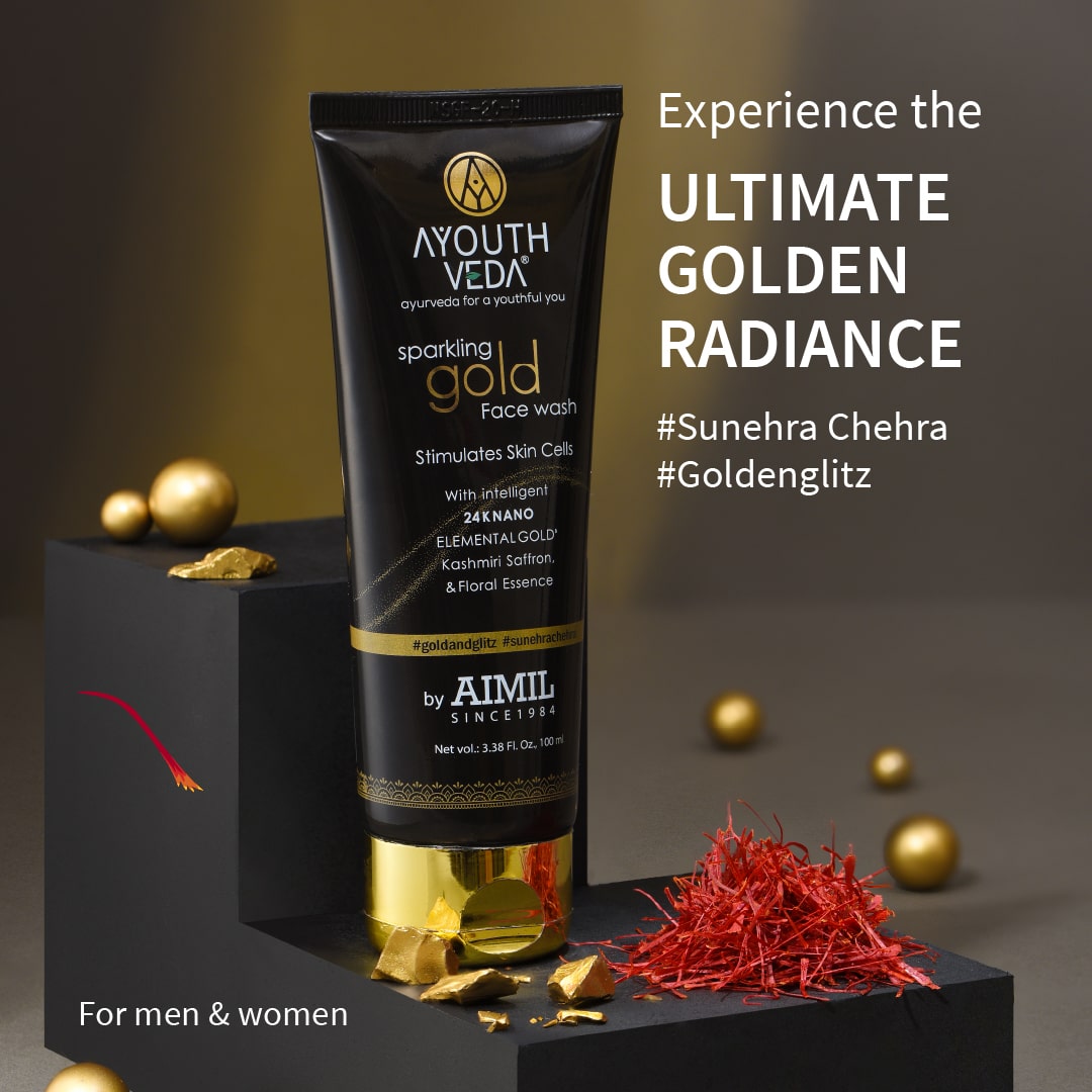 Sparkling Gold Face Wash With 24k Gold & Saffron (Net Qty-100 ml) - Ayouthveda