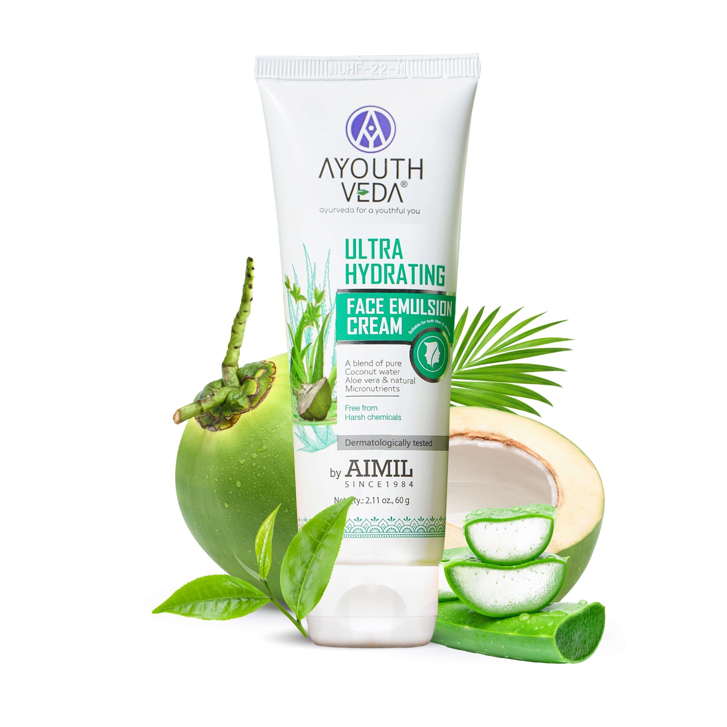Ultra Hydrating Face Emulsion Cream With Aloe Vera & Coconut Water- 60 g - Ayouthveda