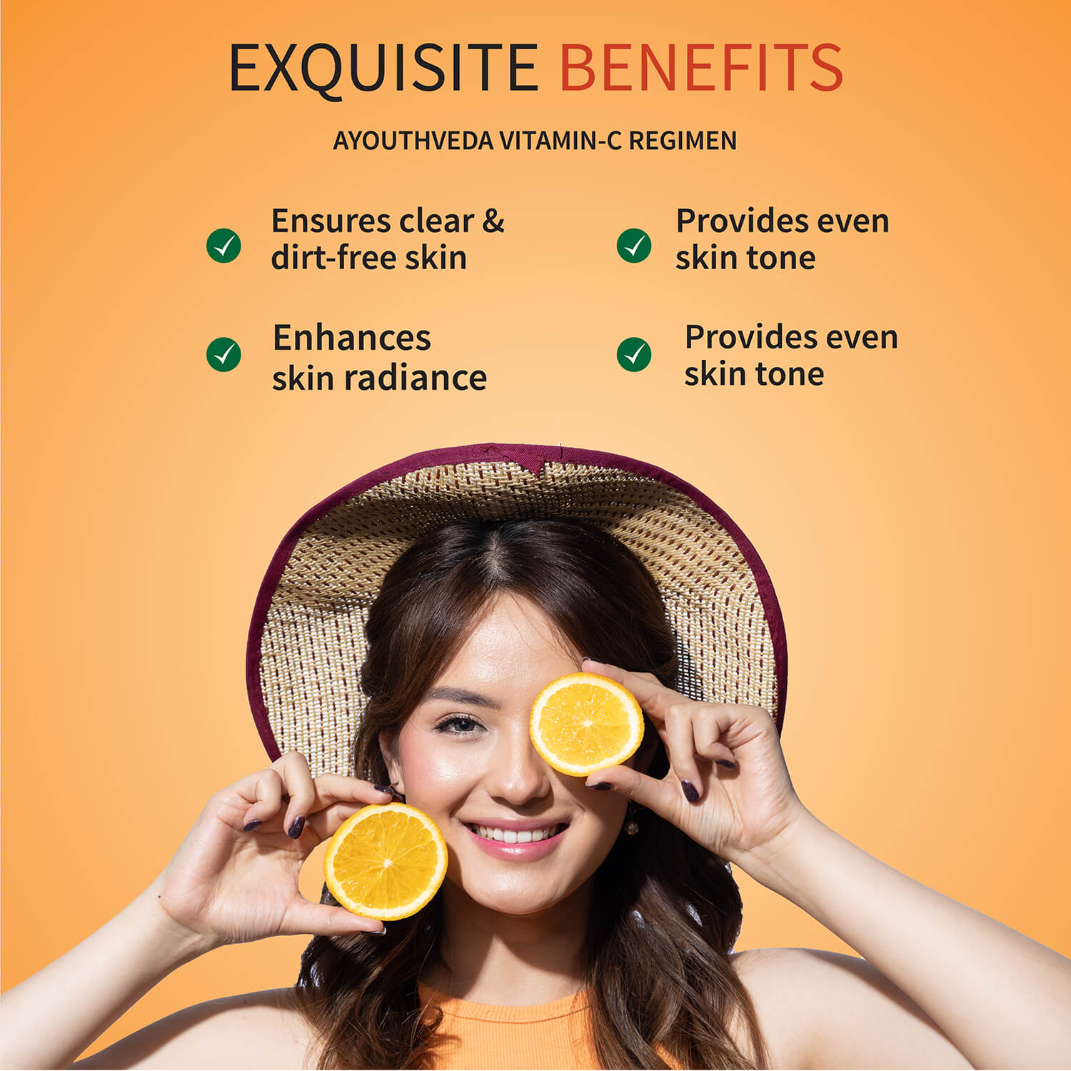 Vitamin-C Regimen: Vitamin-C Facial Cleanser (100 g), Vitamin-C Face Pack Powder (10g×8 sachet), Vitamin-C Face Serum (30 ml) - Ayouthveda