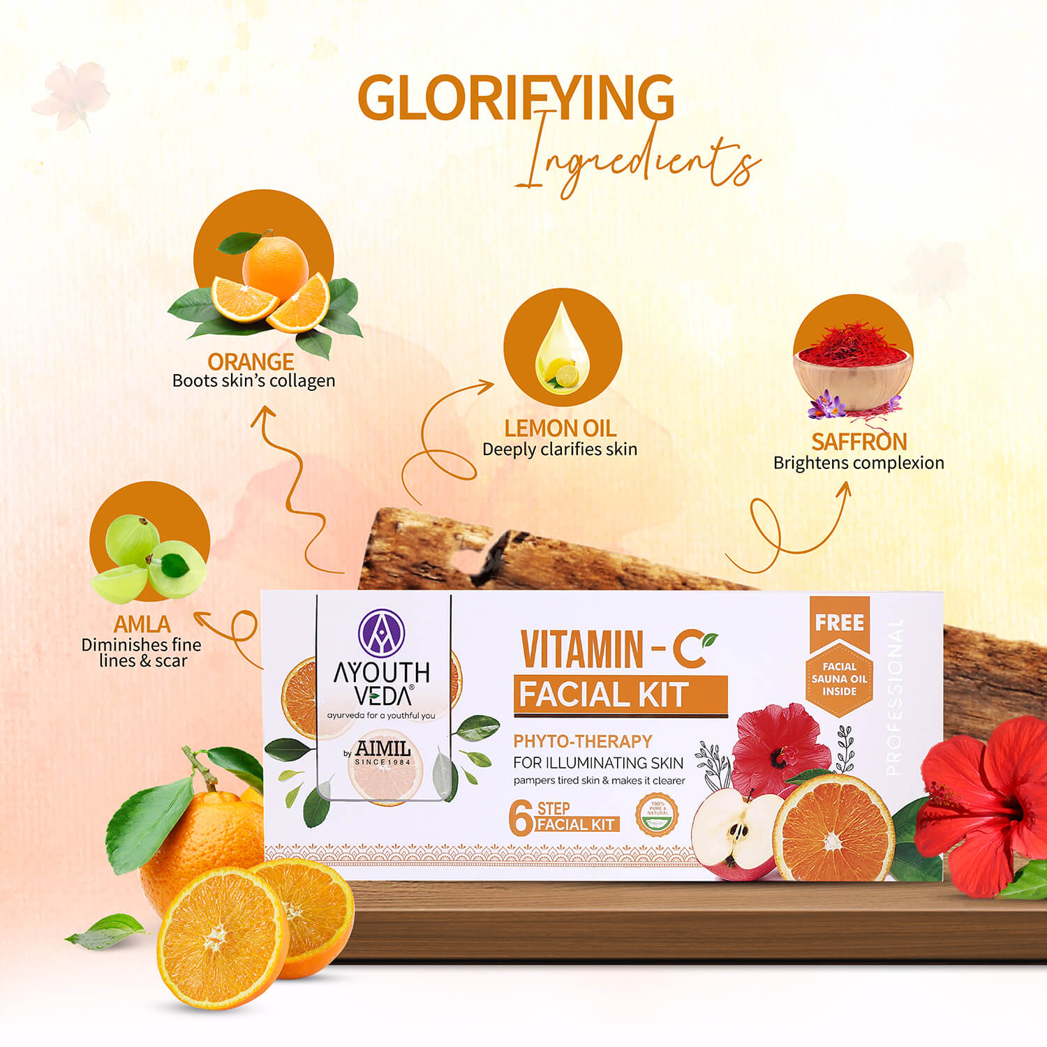 Vitamin- C Facial Kit For Skin Brightening 230g - Ayouthveda