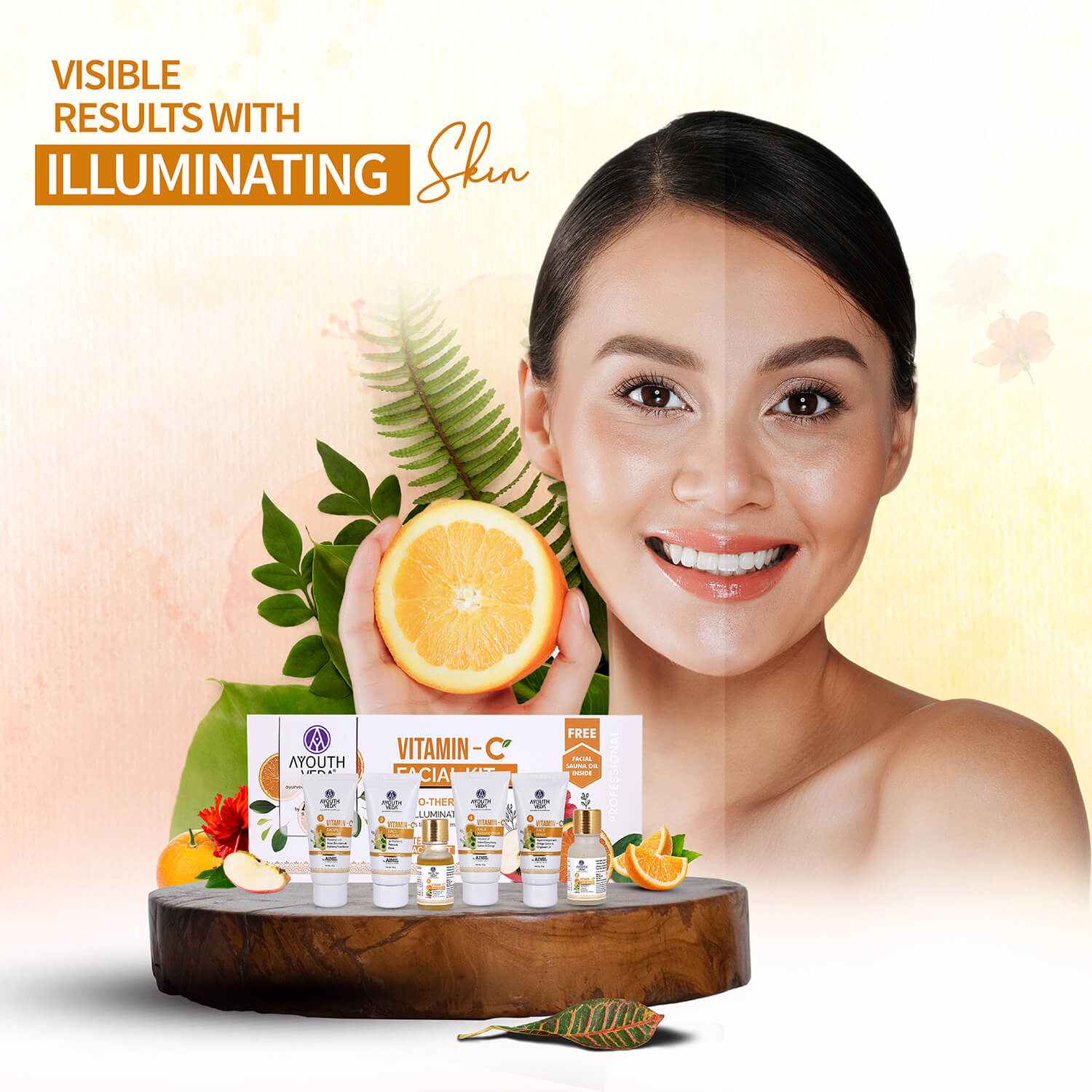 Vitamin- C Facial Kit For Skin Brightening 230g - Ayouthveda