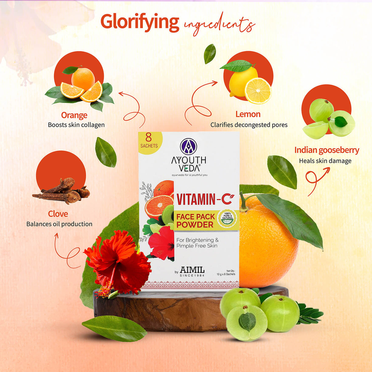 Vitamin-C Face Pack Powder 80g - Ayouthveda