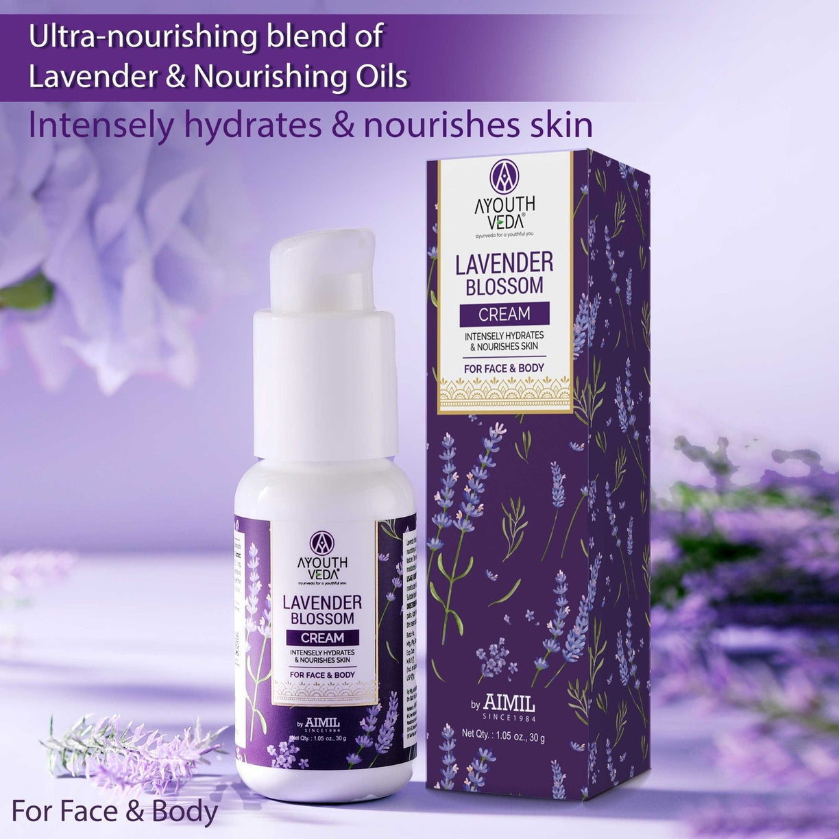 Lavender Blossom Face Cream for Glowing Skin | With Lavender Extract & Sunflower Oil | Hydrating & Nourishing Moisturizer for Dry Skin | Unisex Daily Skincare Cream (30g)