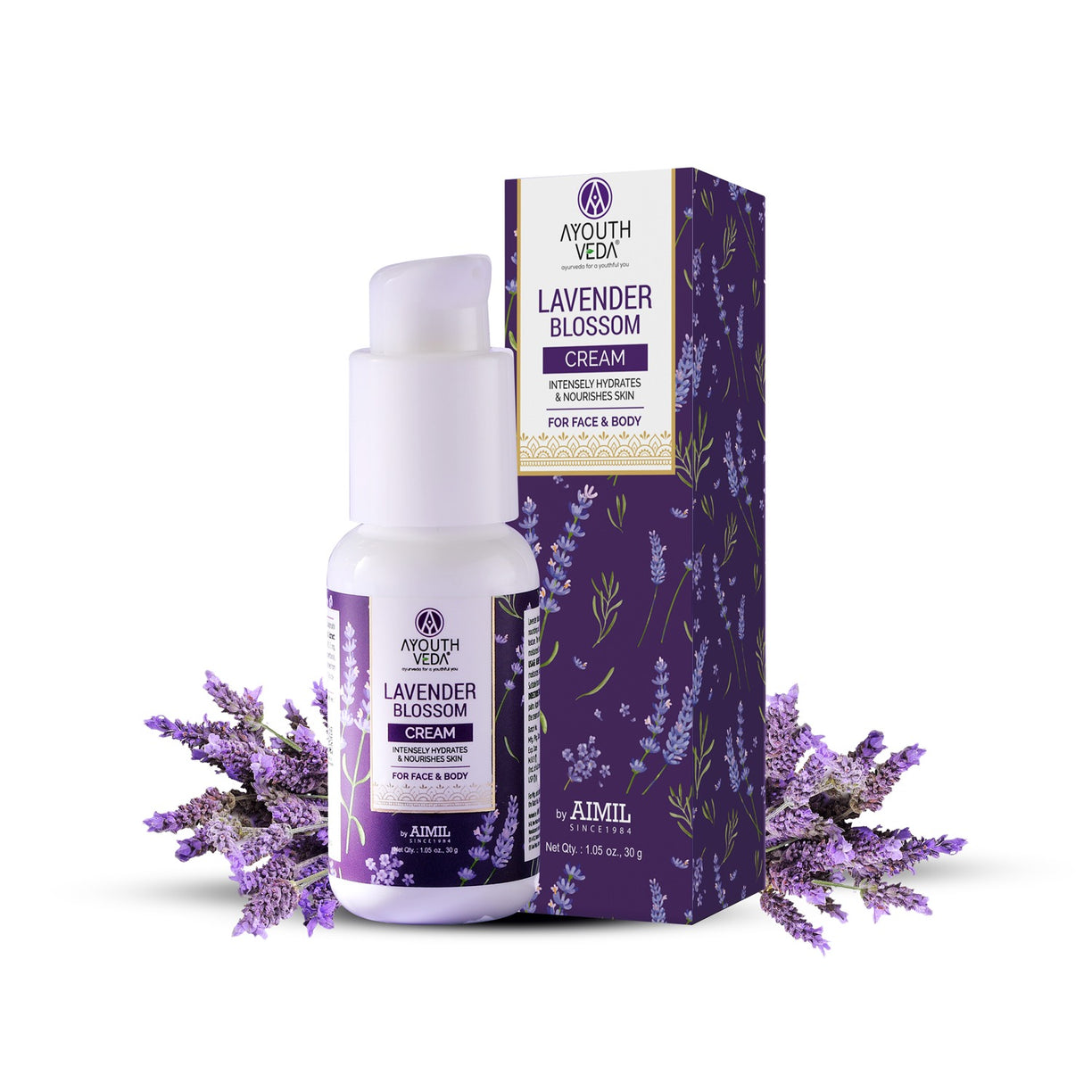 Lavender Blossom Face Cream for Glowing Skin | With Lavender Extract & Sunflower Oil | Hydrating & Nourishing Moisturizer for Dry Skin | Unisex Daily Skincare Cream (30g)