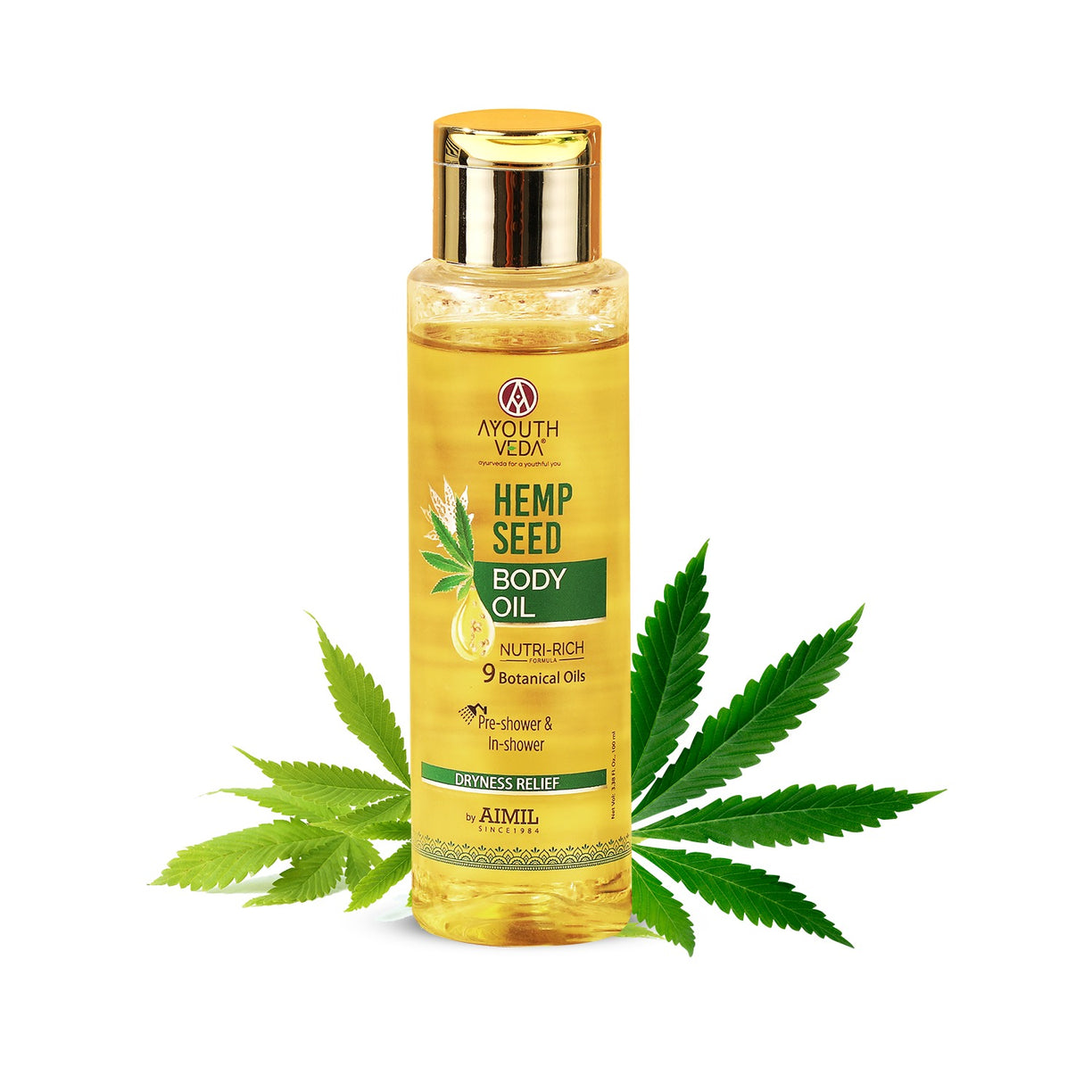 Hemp Seed Body Oil with Nourishing Hemp Extract & 9 Botanical Oils for Deep Hydration, Dryness Relief & Silky-Smooth Skin – Non-Greasy Moisturizing Body Oil – Net Qty: 100 ml(Pre Shower & In Shower)