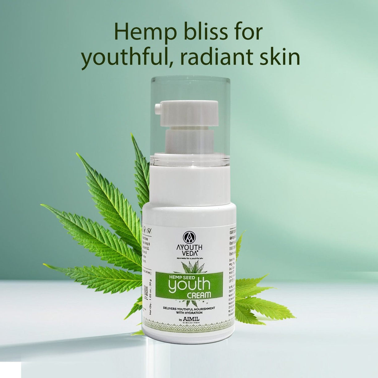 Hemp Seed Youth Cream with Age-Defying Hemp, Hemp Oil & Hemp Extract for Deep Hydration, Youthful Glow & Nourished Skin – Net Qty: 30 g