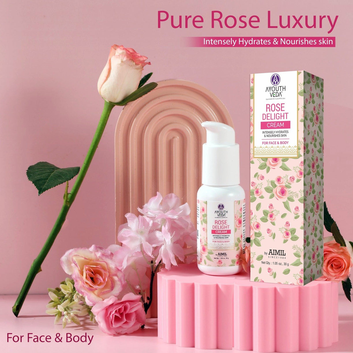 Rose Delight Face Cream for Women & Men | With Real Rose Extracts & Sunflower Oil | Natural Moisturizer for Hydrated & Nourished Skin | For All Skin Types (30g)