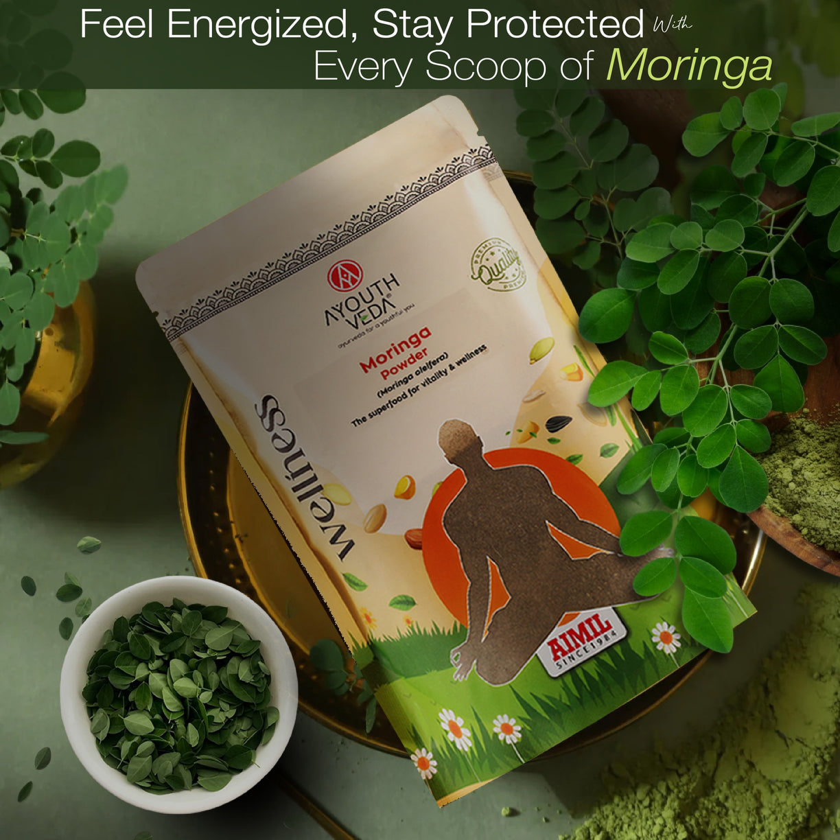 Ayouthveda Moringa Powder | Pure Moringa oleifera Leaf Superfood for Daily Detox, Immunity & Natural Vitality | Nutrient-Dense, Antioxidant-Rich & Vegan Wellness Support | Ideal for Energy, Digestion & Overall Health | Net Qty: 200g