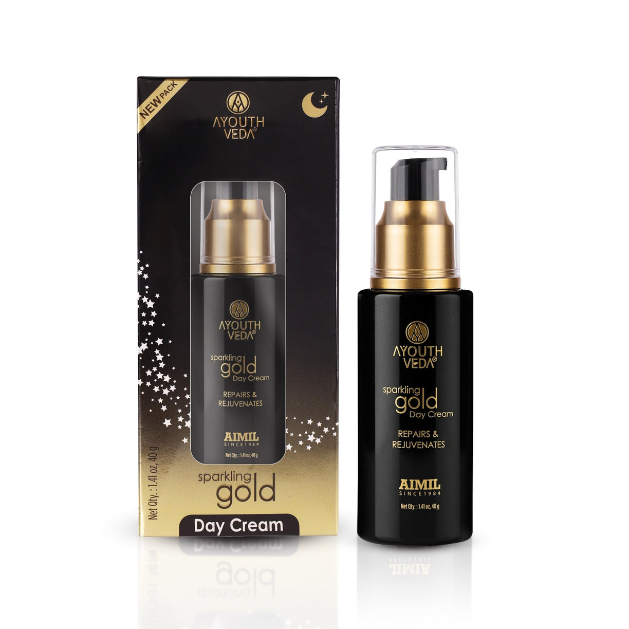 Ayouthveda Sparkling Gold Day Cream | 24K Nano Gold & Kashmiri Saffron | Anti-Ageing, Brightening & Blemish Reduction | Restores Skin Elasticity | Natural SPF Protection | For Dry to Normal Skin | 40g