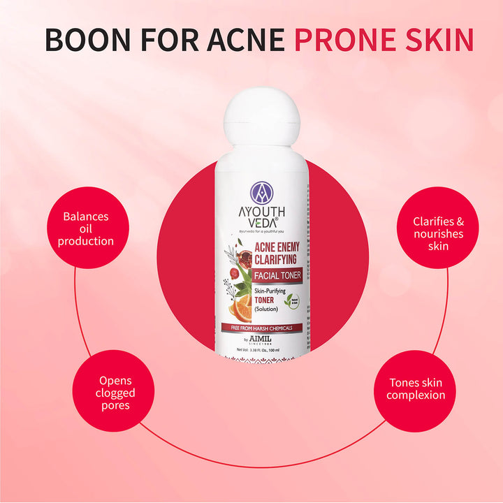 Acne Enemy Clarifying Facial Toner For Acne Prone Skin    (Net Qty- 100 ml) - Ayouthveda