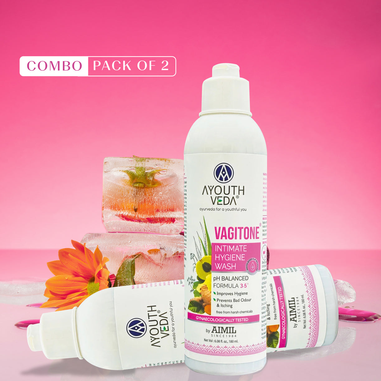 Vagitone Intimate Hygiene Wash for Your Everyday True Comfort. 180 ml (Pack of 2)