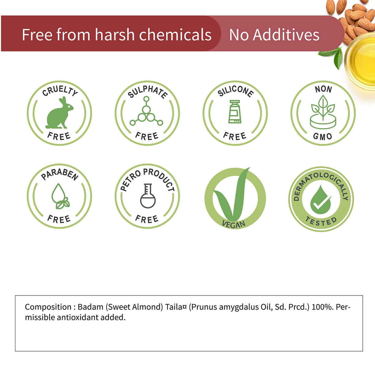 Ayouthveda Badam Taila | 100% Pure Almond Oil ( Net Qty- 100ml) - Ayouthveda