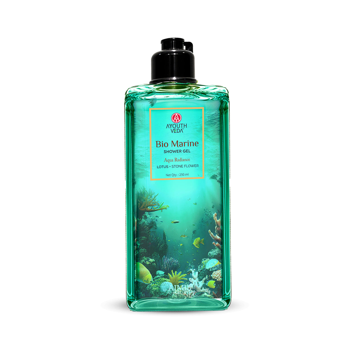 Ayouthveda Bio Marine Shower Gel for Men & Women | Enriched with Lotus, Stone Flower & Water Chestnut | Detoxifies, Moisturizes & Rejuvenates | (250 ml)