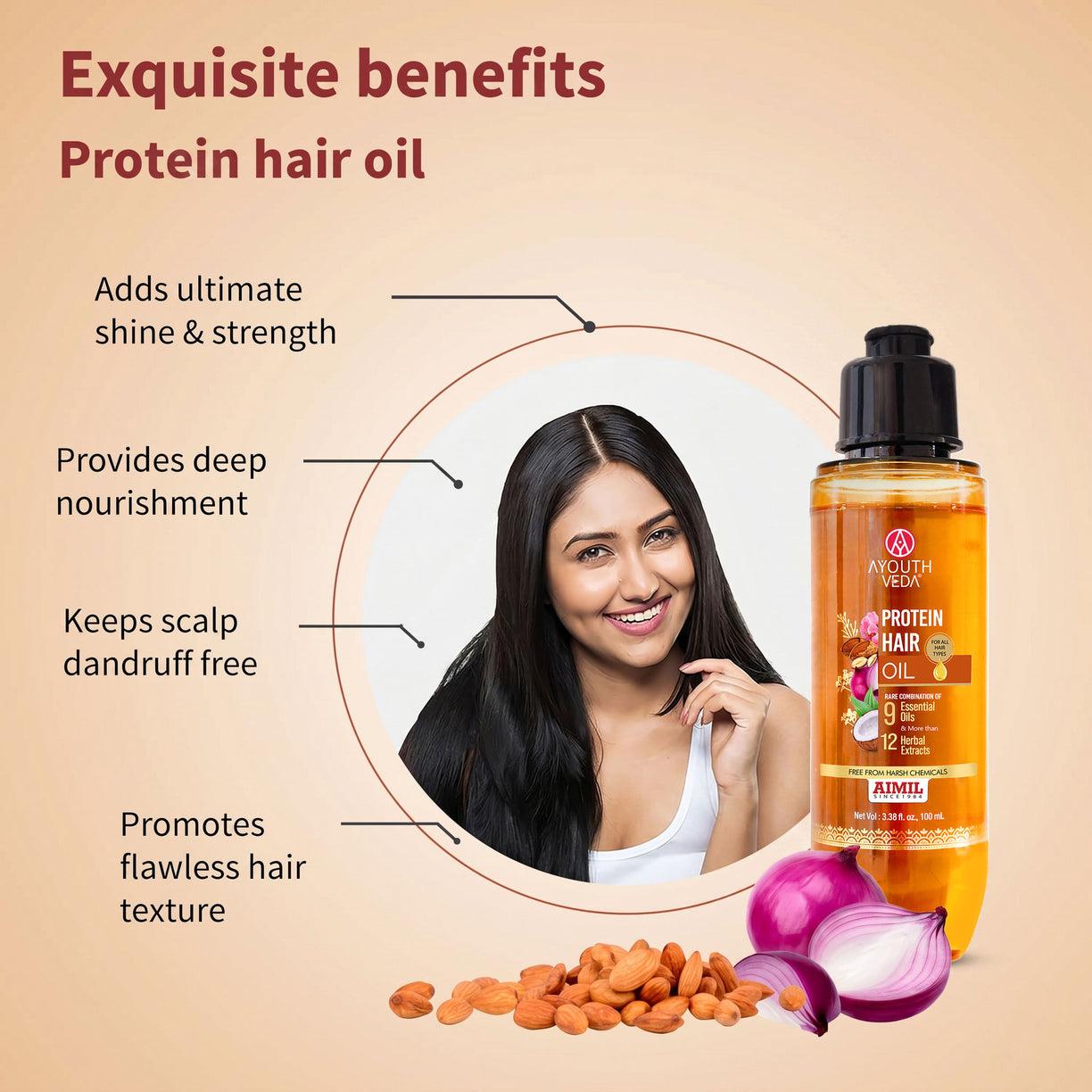Ayouthveda Anti Hairfall Shampoo & Protein Hair Oil Combo | Complete Hair Care Kit | Cleanses, Nourishes & Strengthens Hair