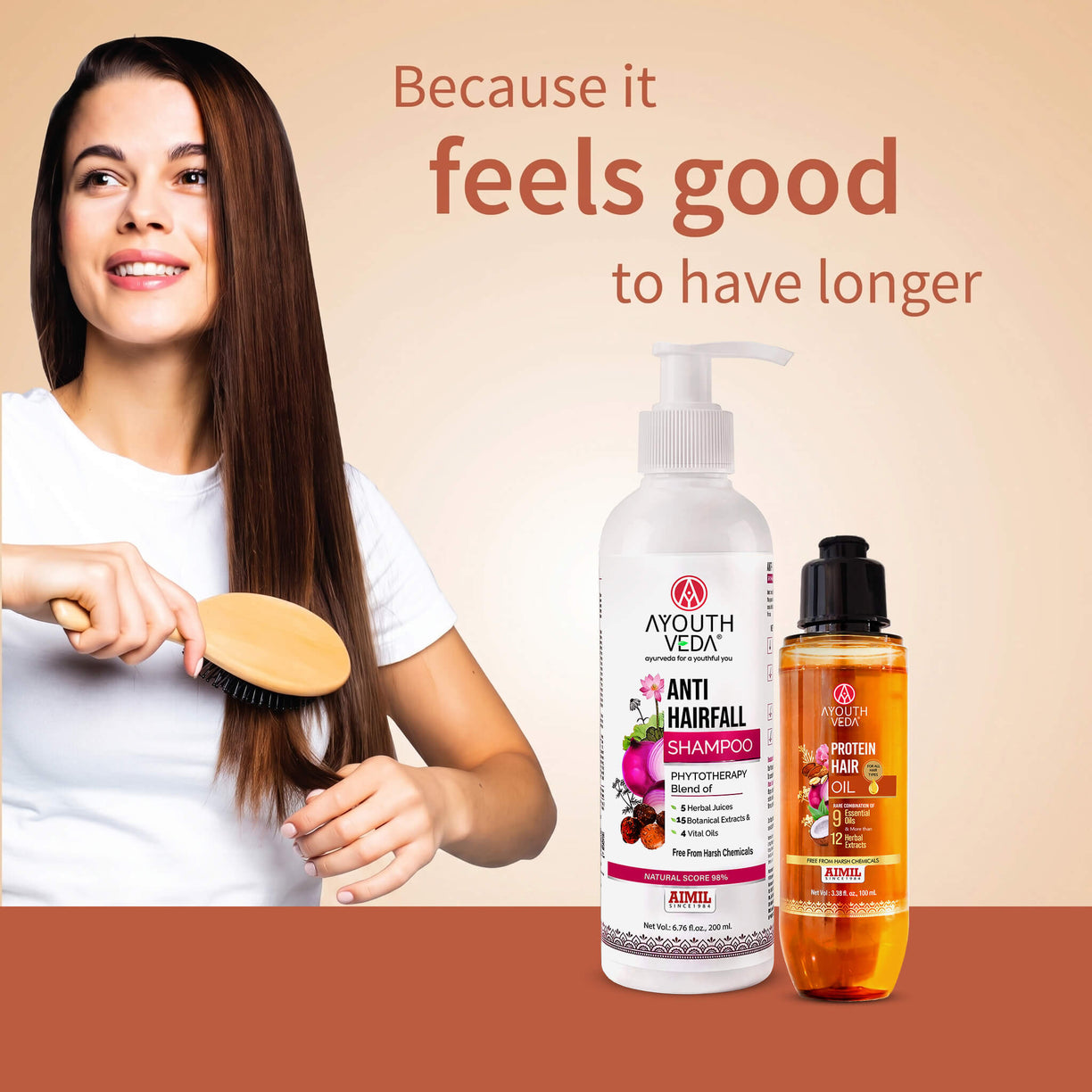 Ayouthveda Anti Hairfall Shampoo & Protein Hair Oil Combo | Complete Hair Care Kit | Cleanses, Nourishes & Strengthens Hair