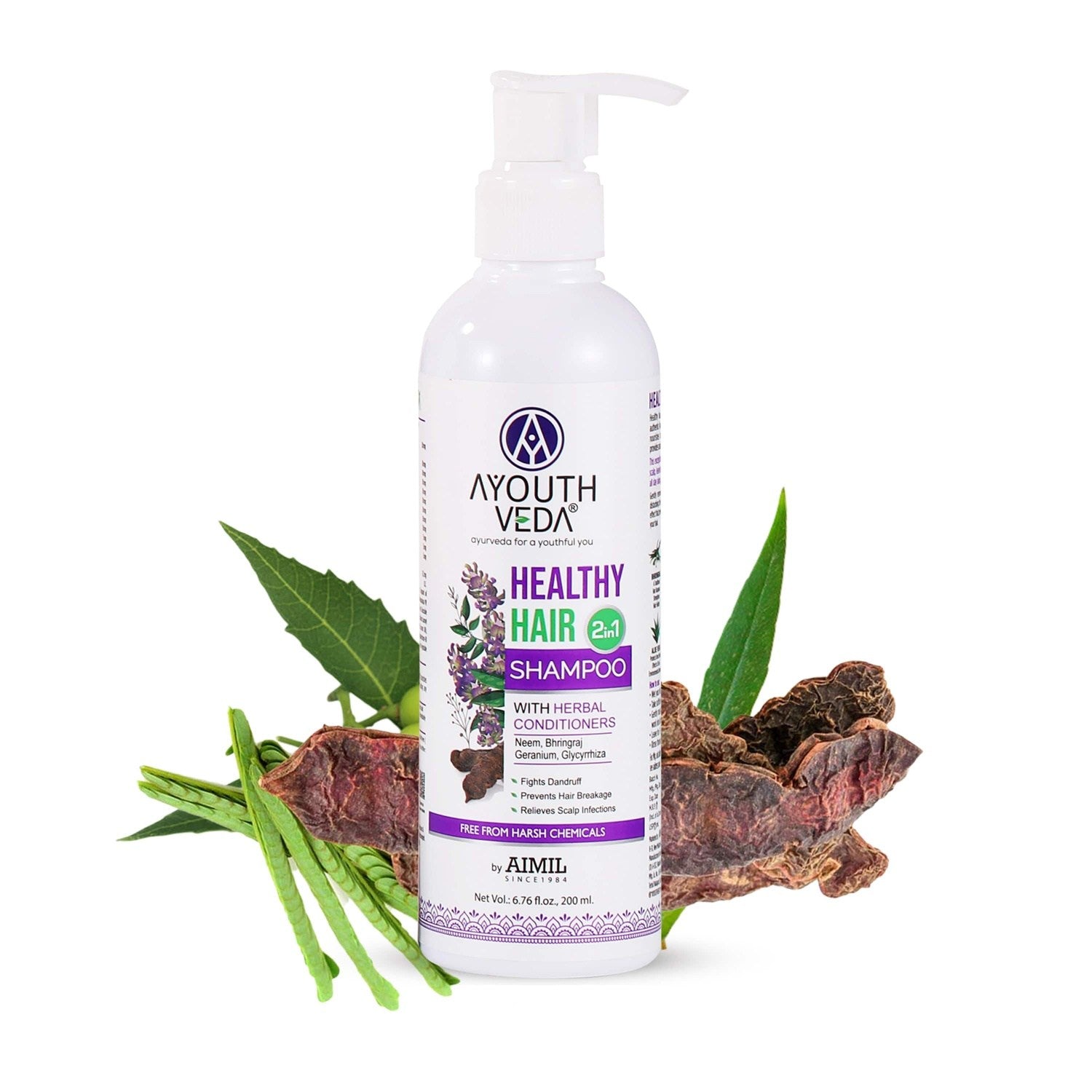 Healthy Hair Shampoo With Bhringraj and Shikakai ( Net Qty- 200ml ) - Ayouthveda