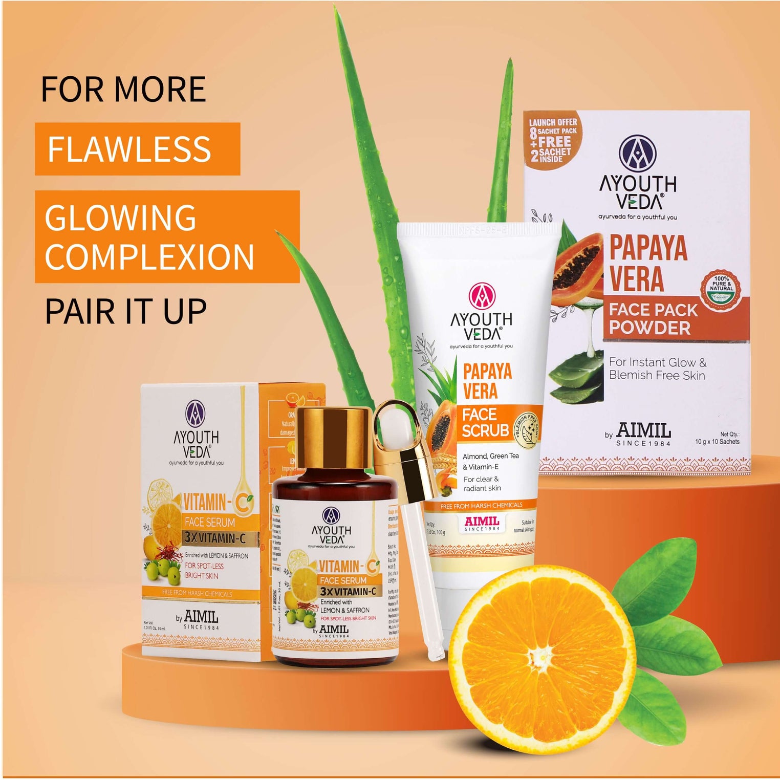 Ayouthveda Papaya Vera Face Scrub with Walnut, Green Tea & Vitamin E | Gently Exfoliates, Unclogs Pores & Brightens Skin | Suitable for Dry to Normal Skin Types| 100g