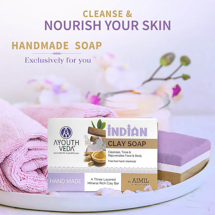 Indian Clay Handmade Soap With Multani Mitti (Net Qty-100g) - Ayouthveda