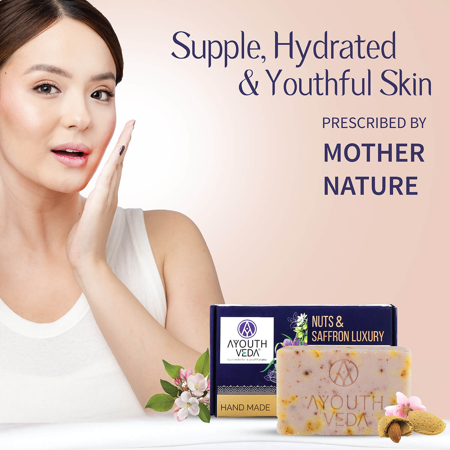 Nuts & Saffron Luxury Handmade Castile Soap 100g - Ayouthveda