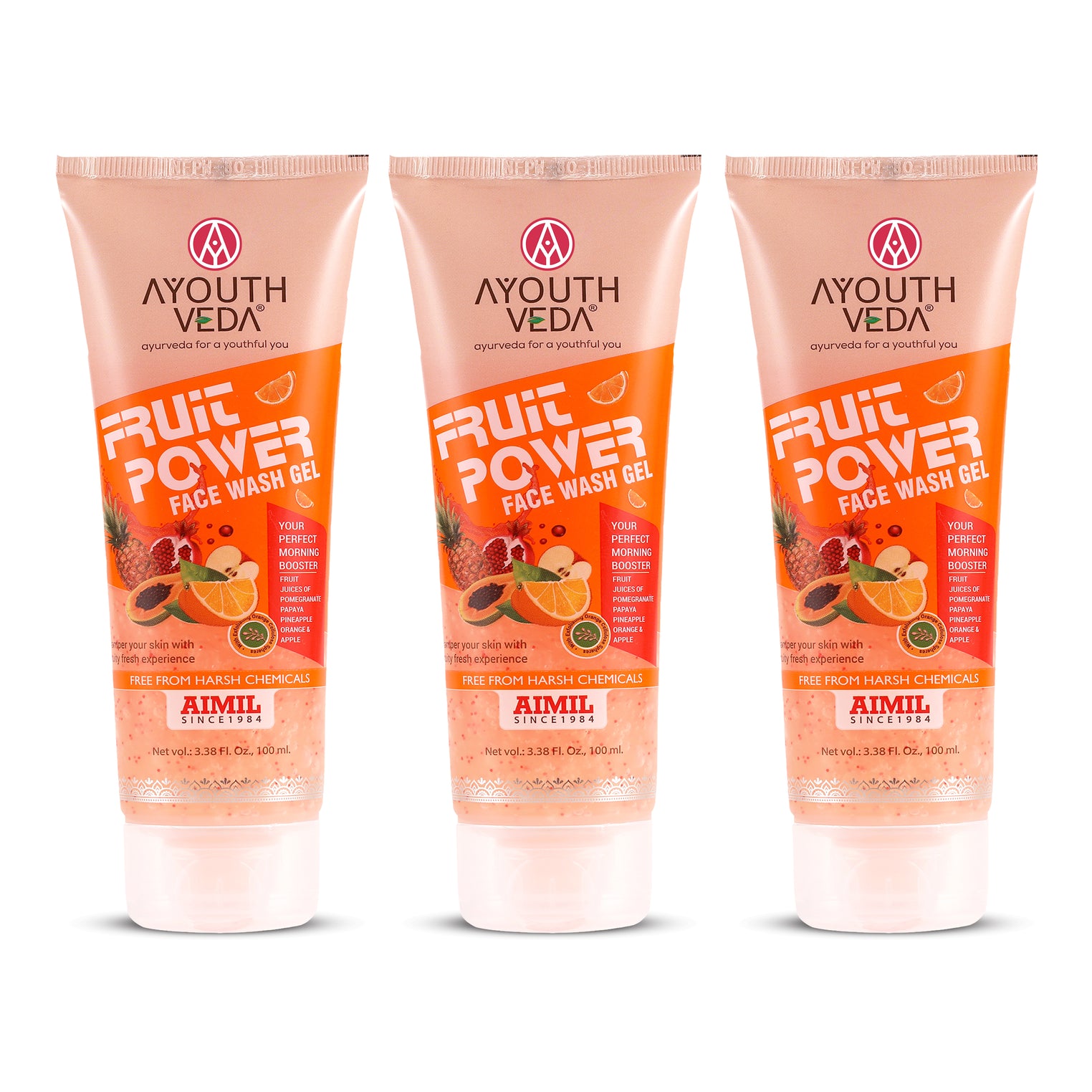 Ayouthveda Fruit Power Face Wash Gel | With 5 Fruit Juices, Aloe Vera & Coconut Water | Refreshing Cleanser That Removes Dirt, Improves Skin Texture & Natural Glow | For All Skin Types | Net Qty - 100ml
