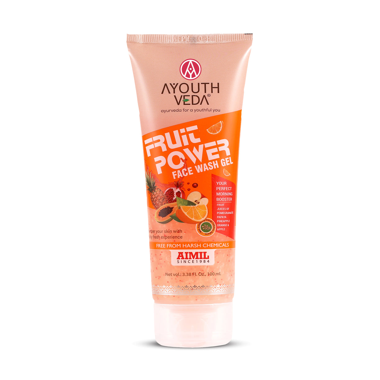 Ayouthveda Fruit Power Face Wash Gel | With 5 Fruit Juices, Aloe Vera & Coconut Water | Refreshing Cleanser That Removes Dirt, Improves Skin Texture & Natural Glow | For All Skin Types | Net Qty - 100ml