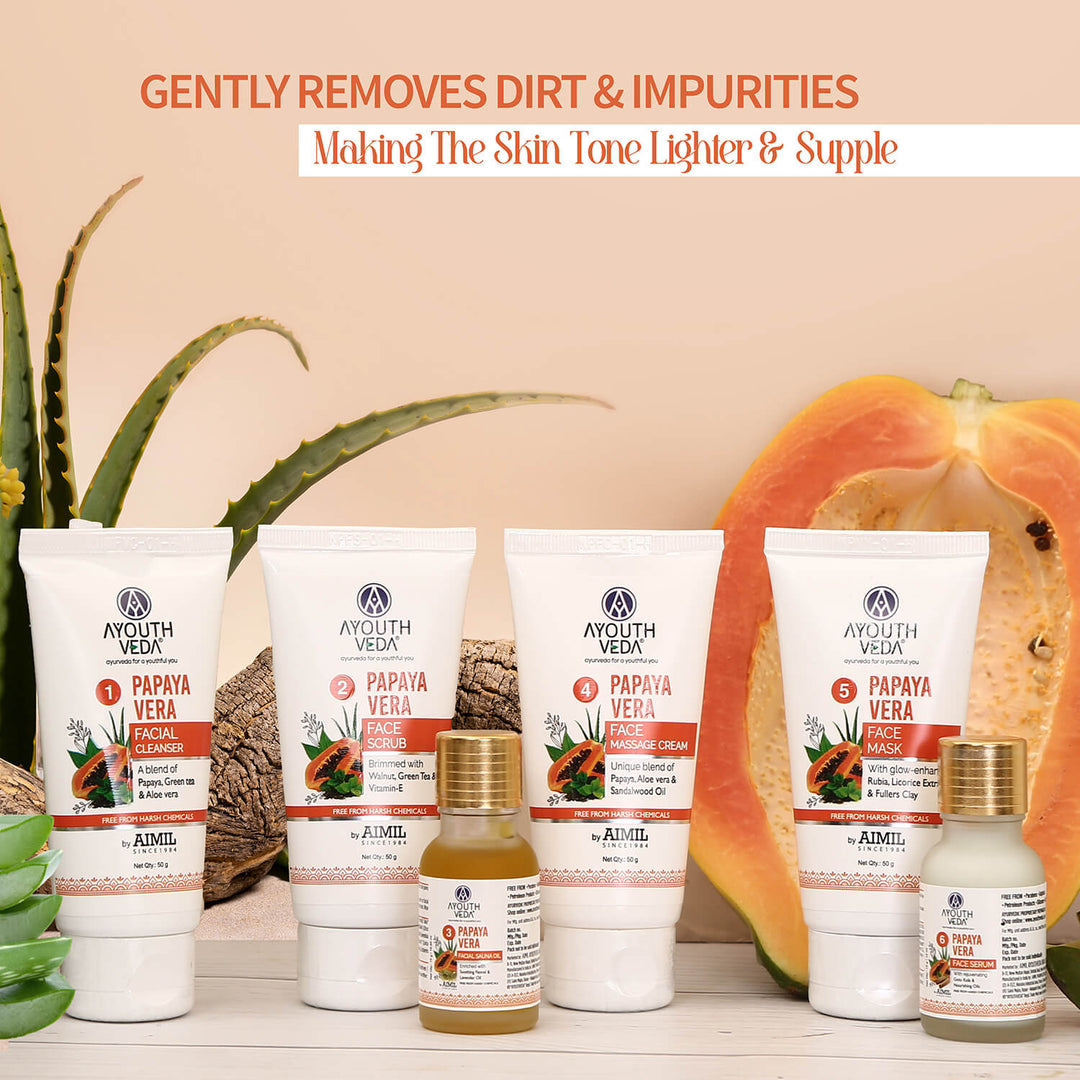 Papaya Vera Facial Kit for glowing skin 230g - Ayouthveda