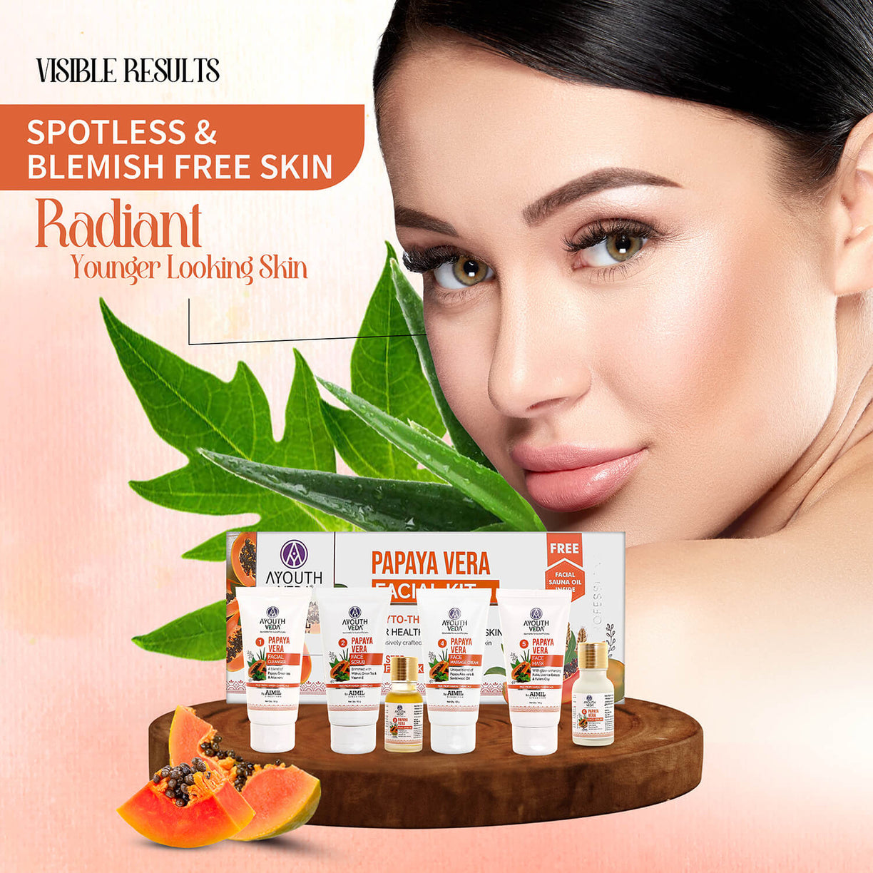 Papaya Vera Facial Kit for glowing skin 230g - Ayouthveda