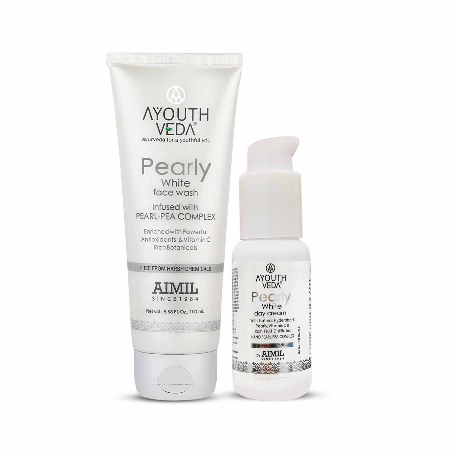 Pearly  White Skin Brightening Combo | Pearly Face Wash 100ml , Day Cream 30g - Ayouthveda