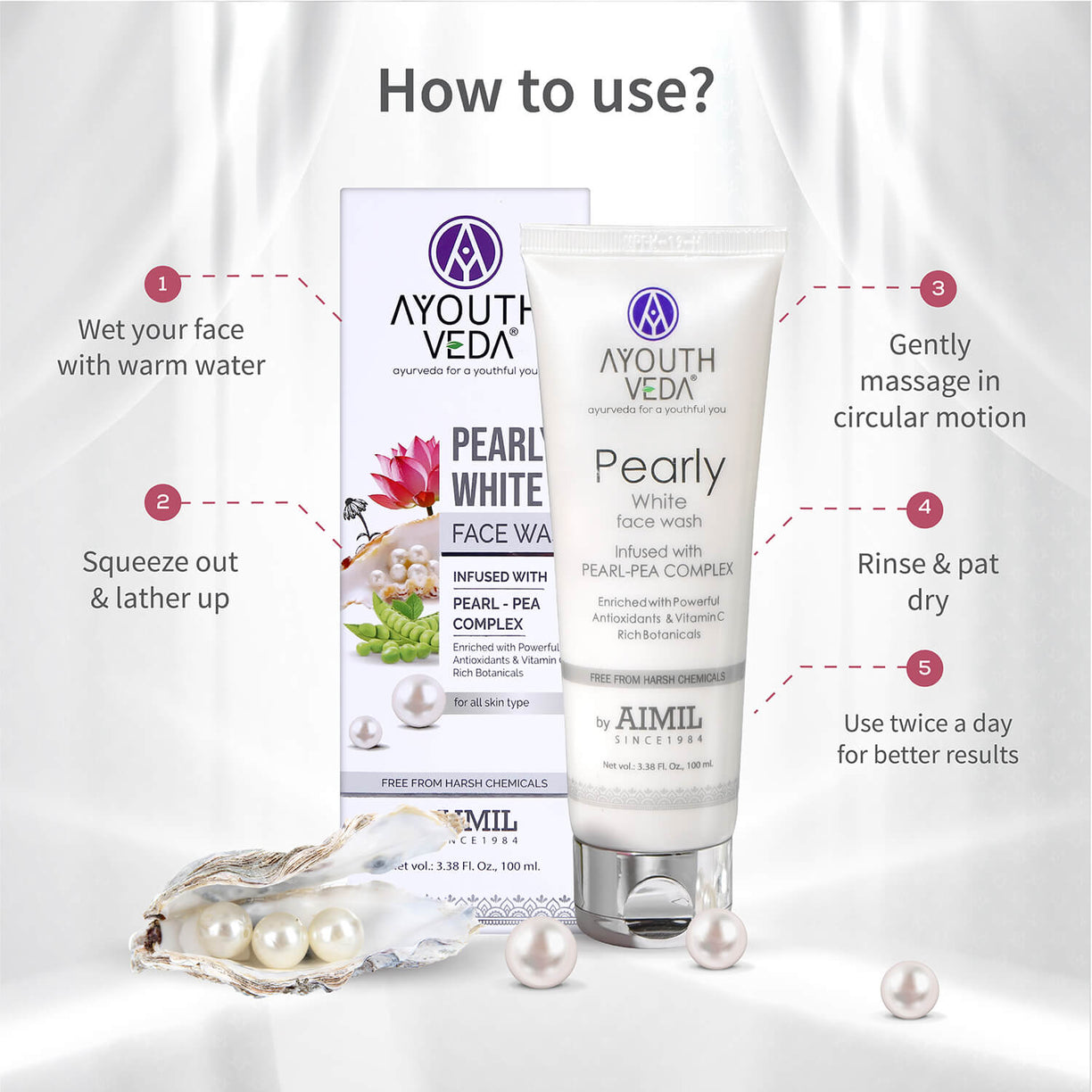 Pearly White Face Wash 100ml - Ayouthveda