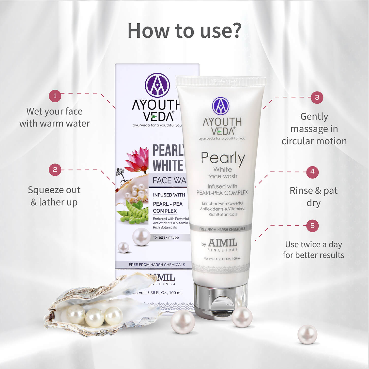 Pearly White Face Wash 100ml - Ayouthveda