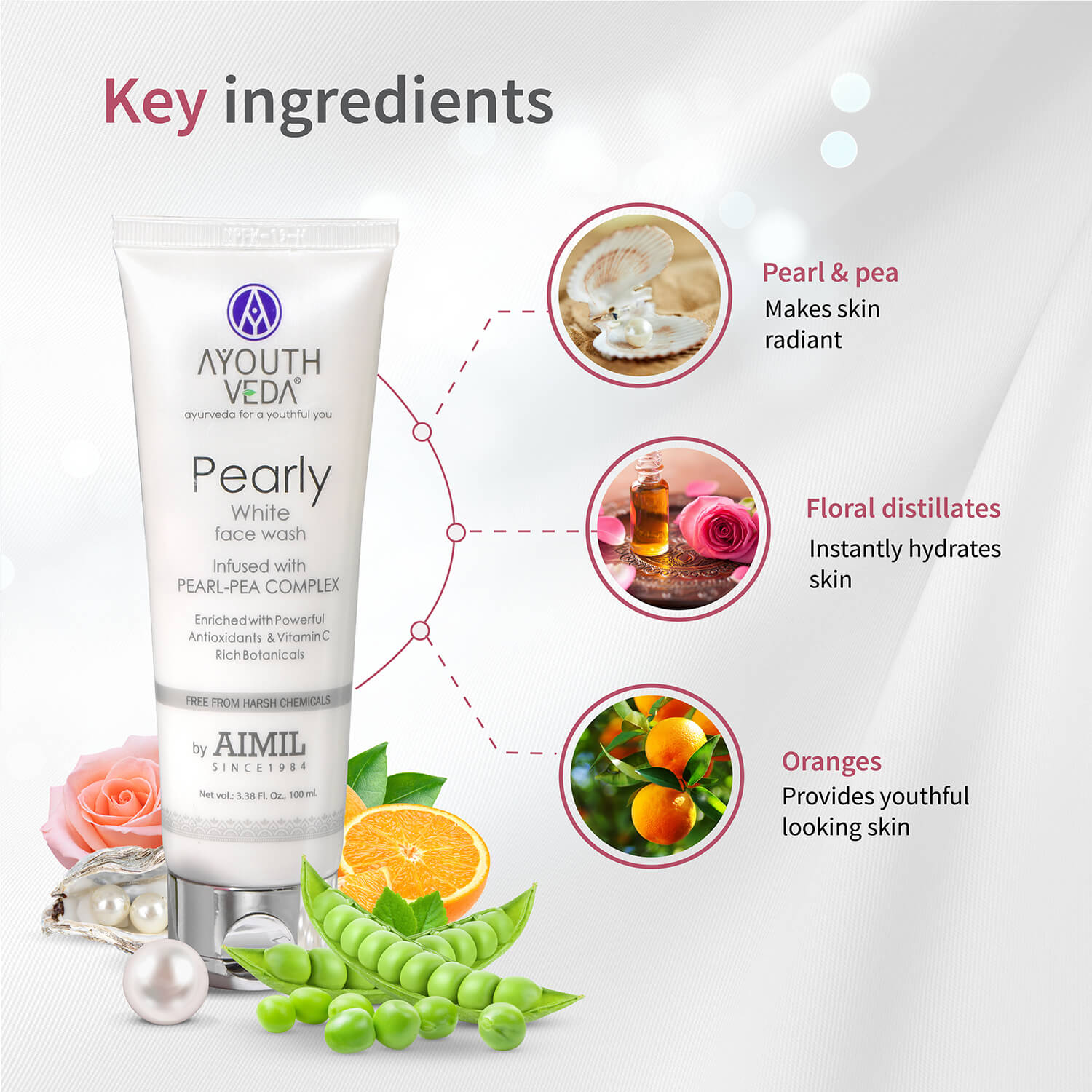 Pearly White Face Wash 100ml - Ayouthveda