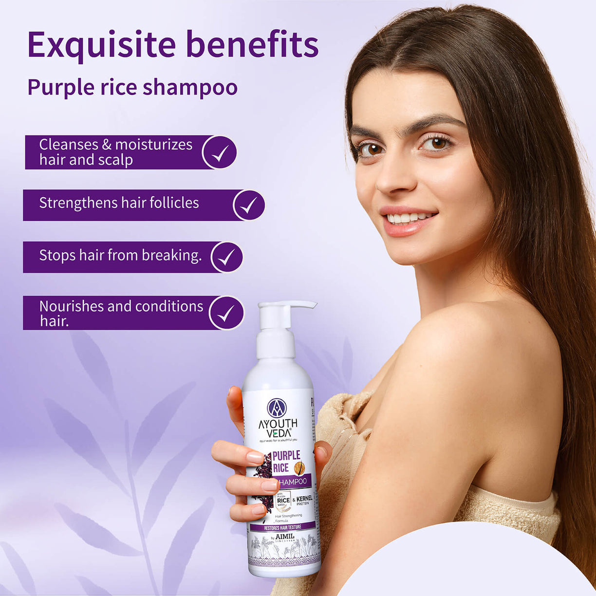 Purple Rice Hair Care Combo (Purple Rice Shampoo 200g + Purple Rice Conditioner200g) - Ayouthveda