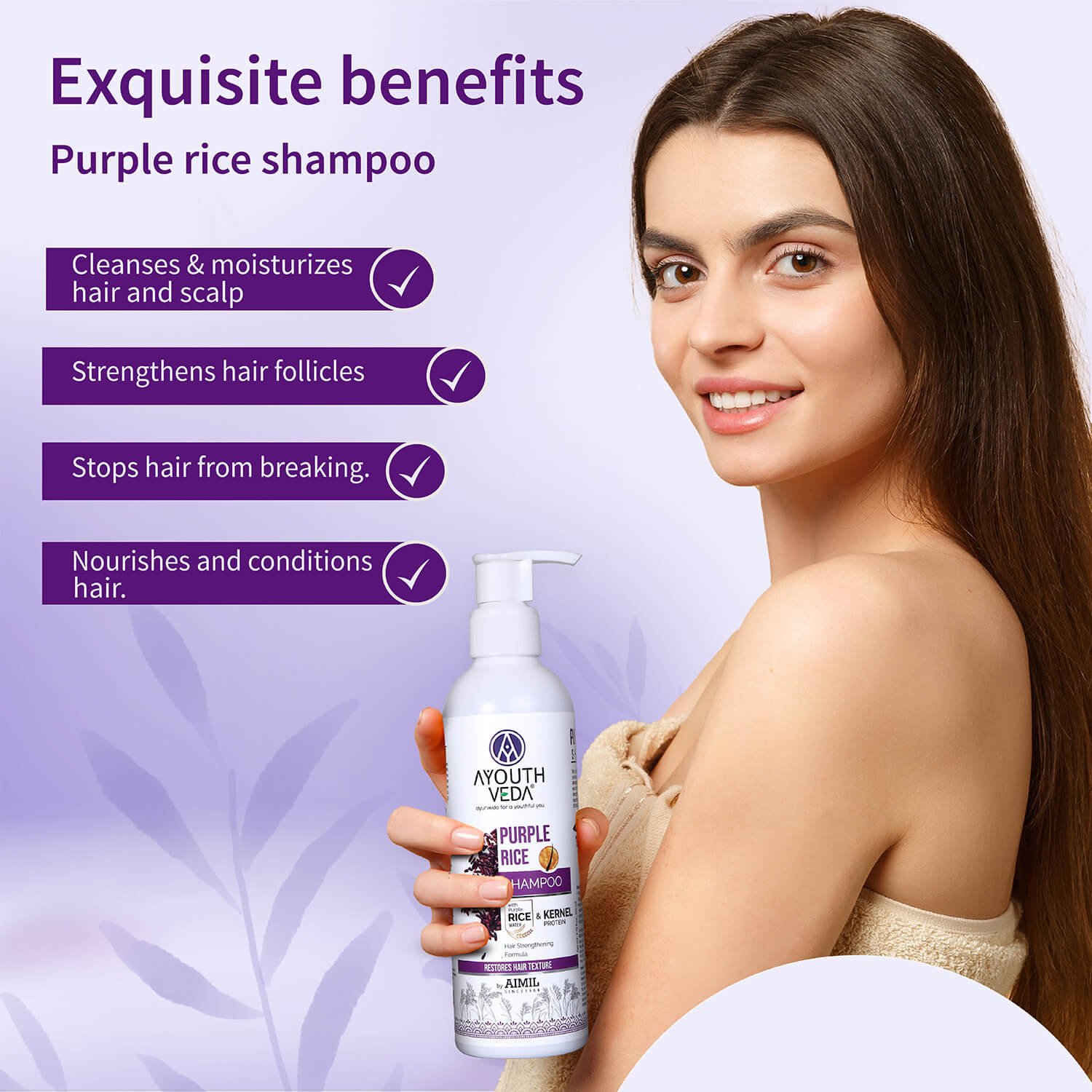Purple Rice Hair Care Combo (Purple Rice Shampoo 200g + Purple Rice Conditioner200g) - Ayouthveda