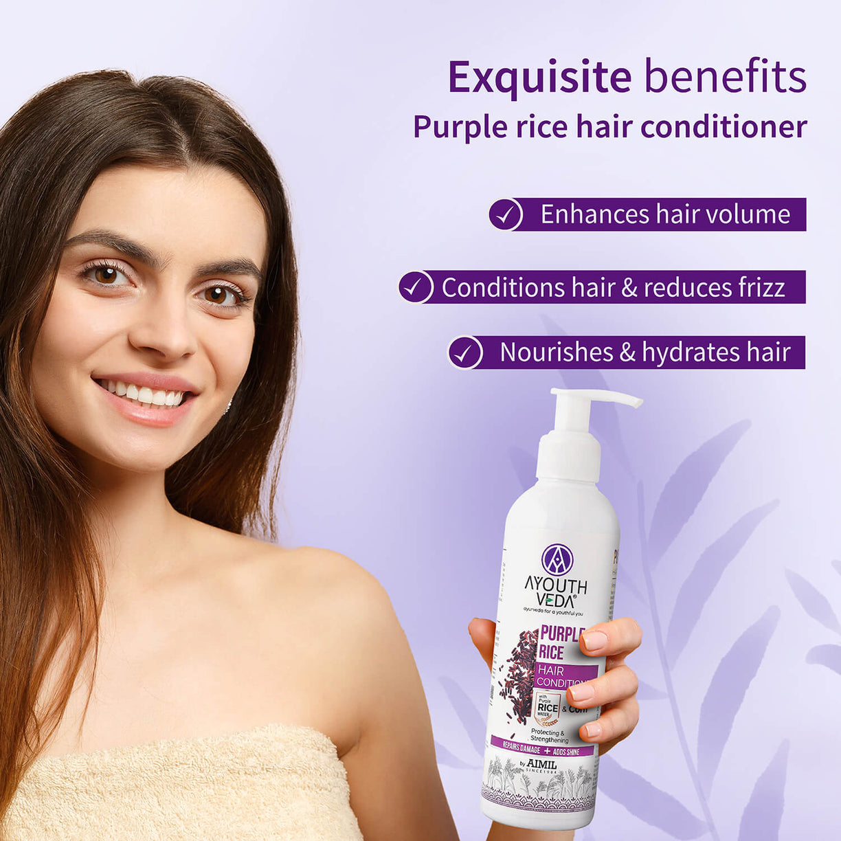 Purple Rice Hair Care Combo (Purple Rice Shampoo 200g + Purple Rice Conditioner200g) - Ayouthveda